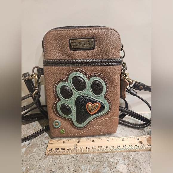 Chala Phone / Crossbody Handbag Faux Leather w / Adjustable Strap Dog Paw Print - Picture 12 of 12